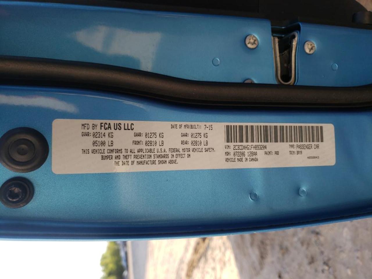 Photo 10 from auction – 2015 DODGE CHARGER SX with VIN 2C3CDXHG1FH893204
