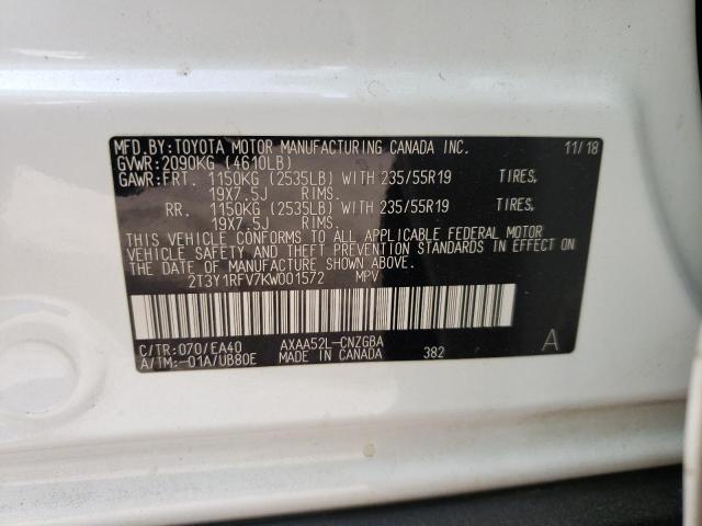 Photo 10 from auction – 2019 TOYOTA RAV4 LIMIT with VIN 2T3Y1RFV7KW001572