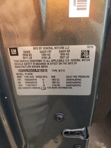 Photo 10 from auction – 2011 CHEVROLET TRAVERSE L with VIN 1GNKRGED6BJ218015
