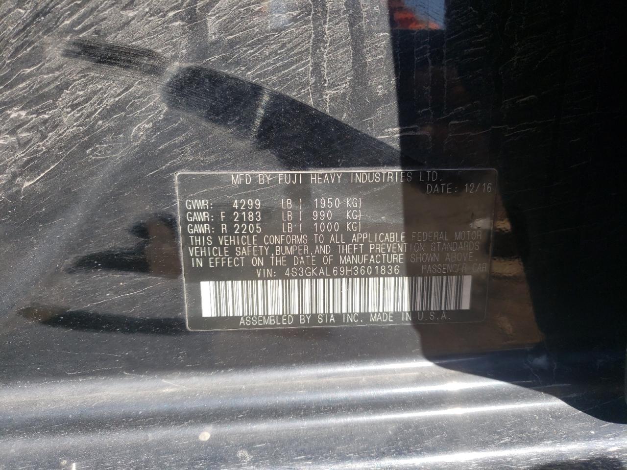 Photo 10 from auction – 2017 SUBARU IMPREZA SP with VIN 4S3GKAL69H3601836