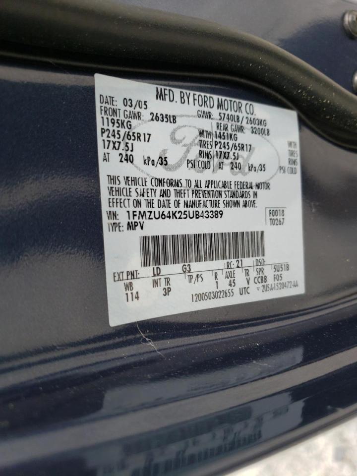 Photo 10 from auction – 2005 FORD EXPLORER E with VIN 1FMZU64K25UB43389