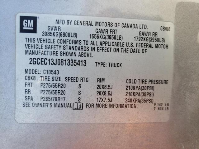 Photo 10 from auction – 2008 CHEVROLET SILVERADO with VIN 2GCEC13J081335413