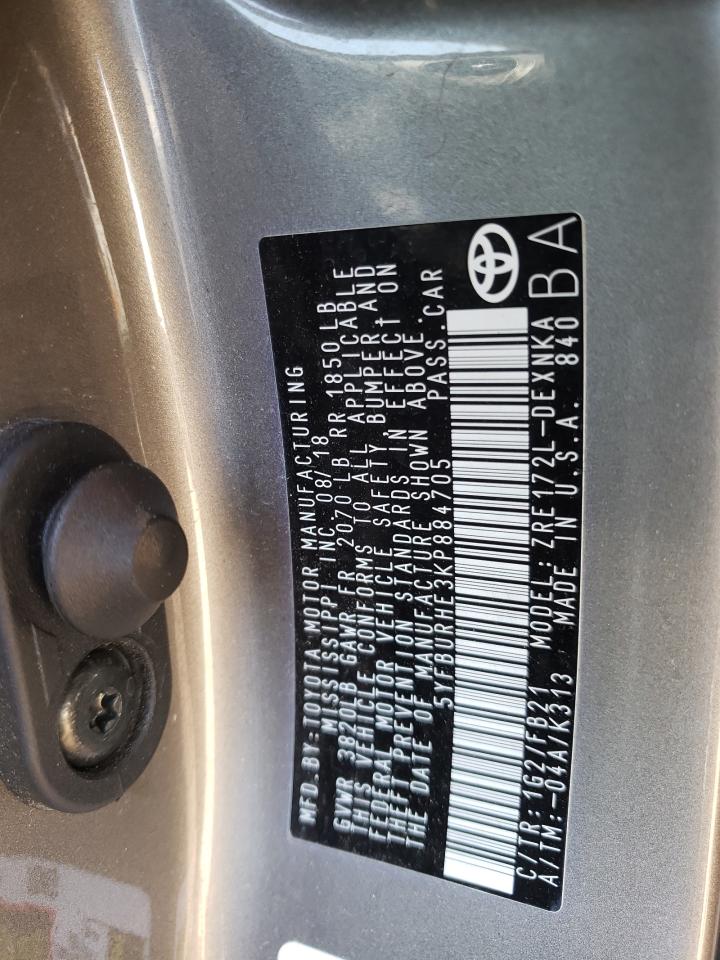 Photo 10 from auction – 2019 TOYOTA COROLLA L with VIN 5YFBURHE3KP884705