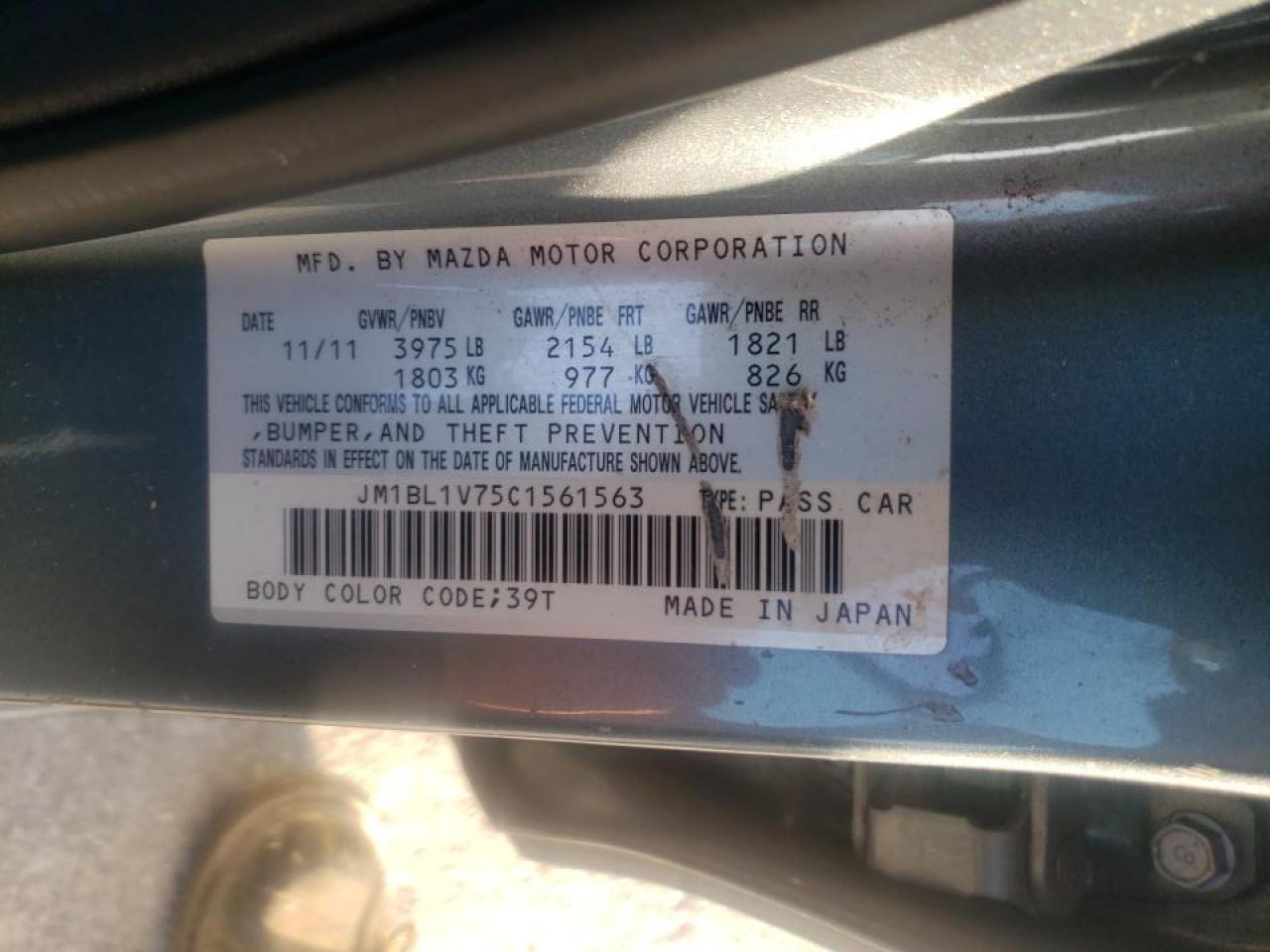 Photo 10 from auction – 2012 MAZDA 3 I with VIN JM1BL1V75C1561563