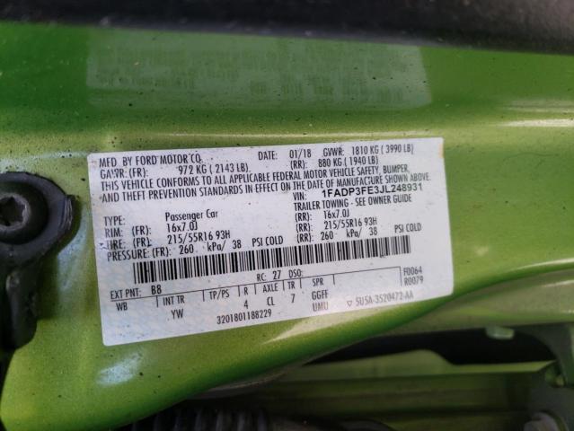 Photo 10 from auction – 2018 FORD FOCUS SE with VIN 1FADP3FE3JL248931