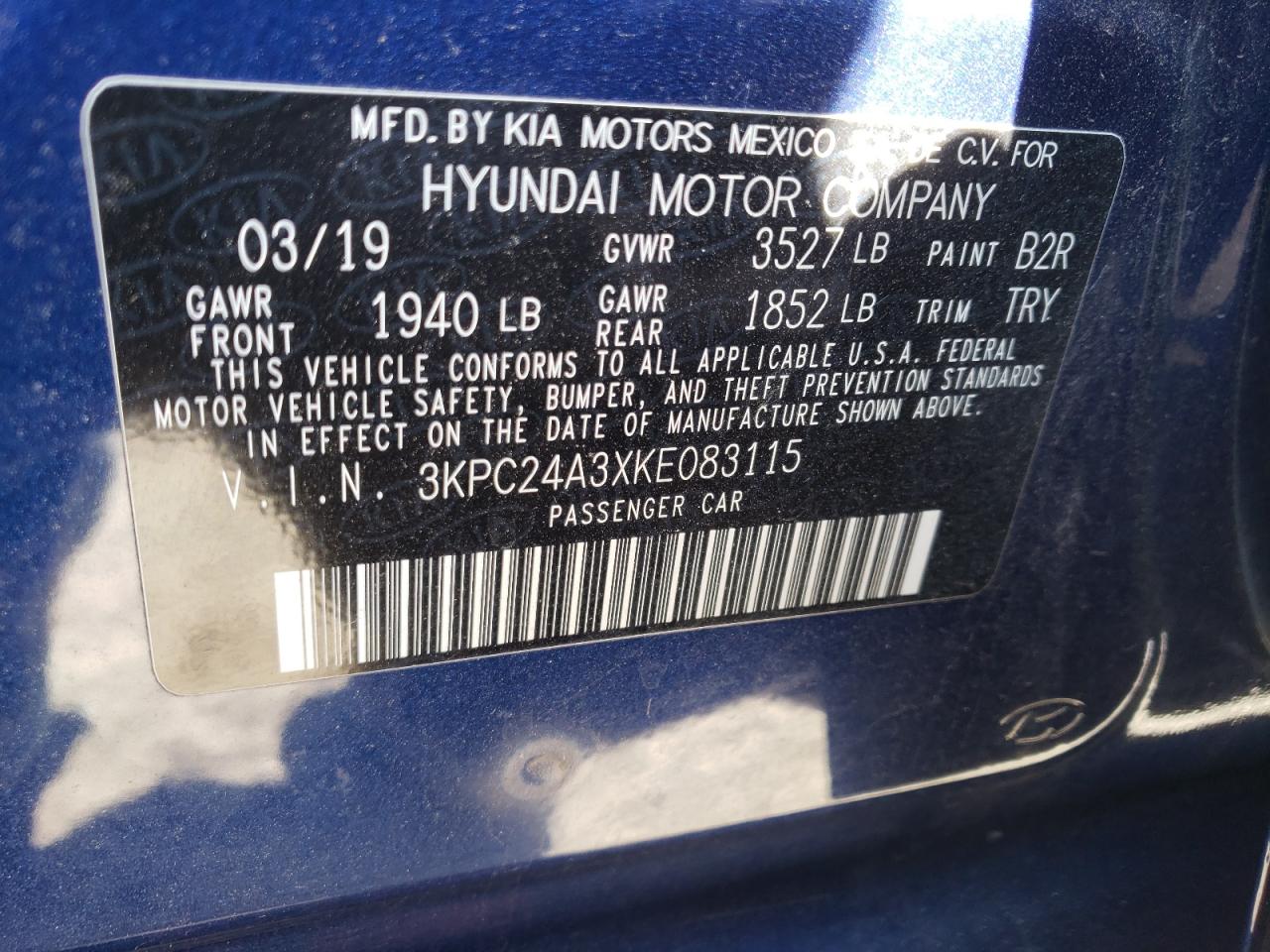 Photo 10 from auction – 2019 HYUNDAI ACCENT SE with VIN 3KPC24A3XKE083115