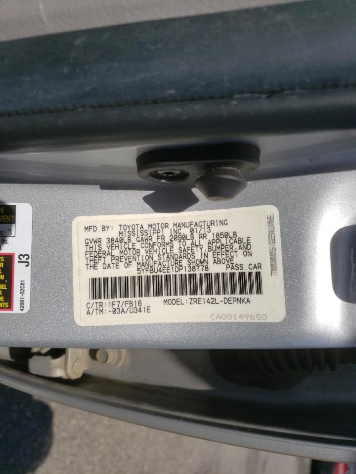 Photo 10 from auction – 2013 TOYOTA COROLLA with VIN 5YFBU4EE1DP138778