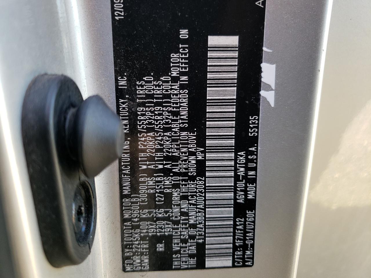 Photo 10 from auction – 2010 TOYOTA VENZA with VIN 4T3ZA3BB7AU023082