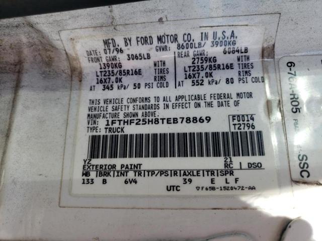 Photo 10 from auction – 1996 FORD PICK UP with VIN 1FTHF25H8TEB78869