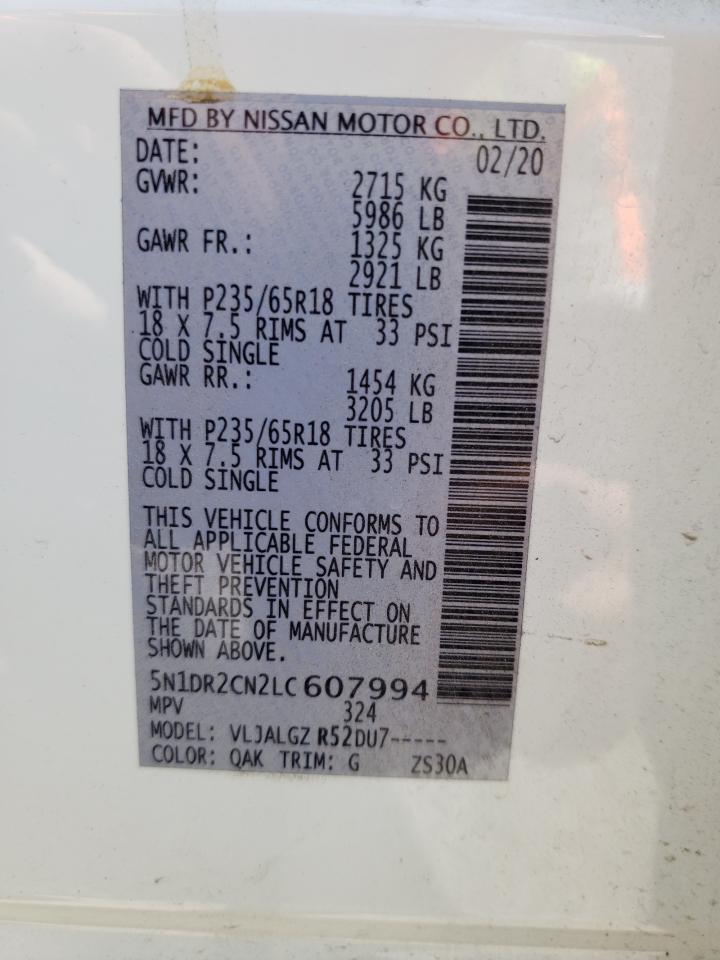 Photo 10 from auction – 2020 NISSAN PATHFINDER with VIN 5N1DR2CN2LC607994
