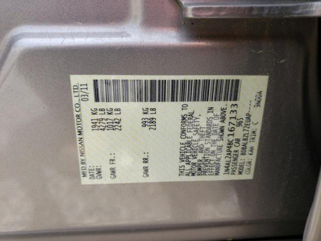 Photo 10 from auction – 2011 NISSAN ALTIMA BAS with VIN 1N4AL2AP4BC167133
