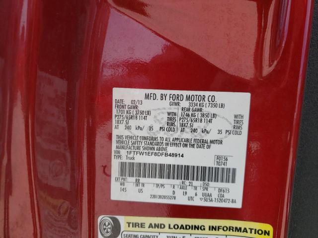Photo 10 from auction – 2013 FORD F150 SUPER with VIN 1FTFW1EF8DFB48914
