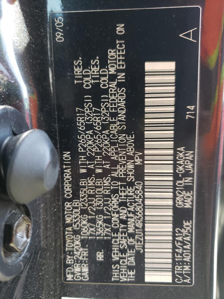 Photo 10 from auction – 2006 TOYOTA 4RUNNER SR with VIN JTEZU14R368045840