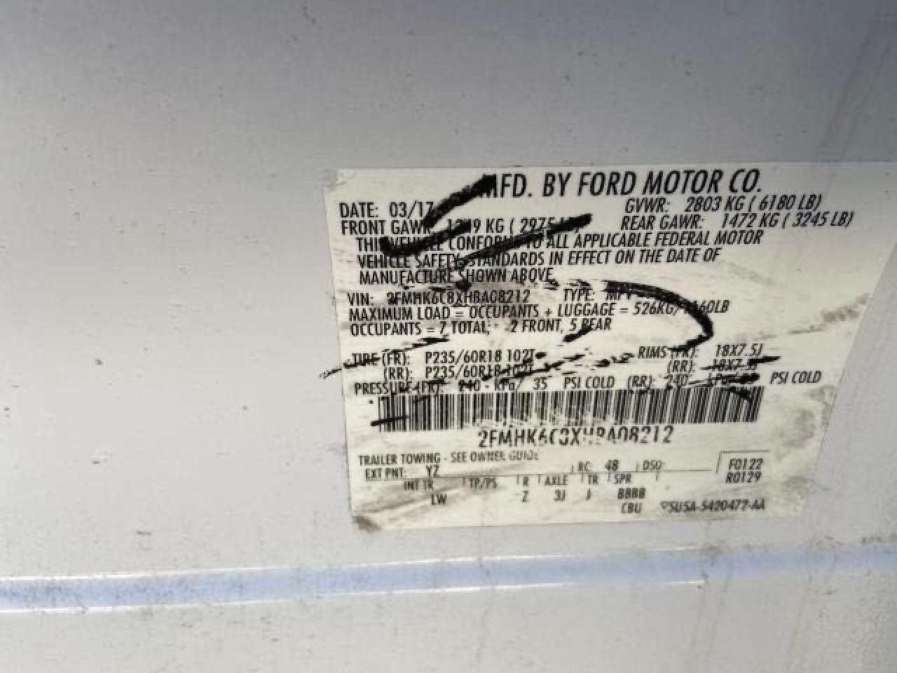 Photo 10 from auction – 2017 FORD FLEX SEL with VIN 2FMHK6C8XHBA08212