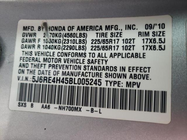 Photo 10 from auction – 2011 HONDA CR-V SE with VIN 5J6RE4H45BL005245