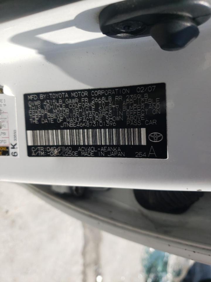 Photo 10 from auction – 2007 TOYOTA CAMRY CE with VIN JTNBE46K873101396