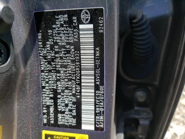 Photo 10 from auction – 2016 TOYOTA CAMRY LE with VIN 4T4BF1FK0GR581932