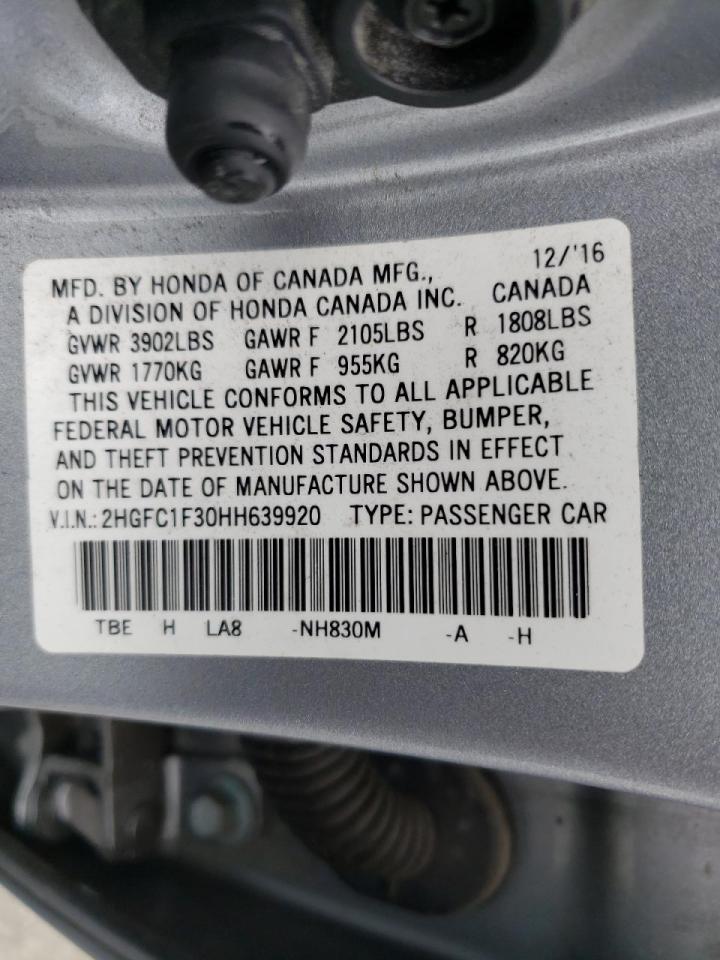 Photo 10 from auction – 2017 HONDA CIVIC EX with VIN 2HGFC1F30HH639920