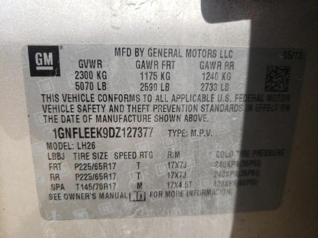 Photo 10 from auction – 2013 CHEVROLET EQUINOX LT with VIN 1GNFLEEK9DZ127377