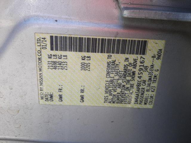 Photo 10 from auction – 2014 NISSAN MAXIMA S with VIN 1N4AA5AP8EC459167