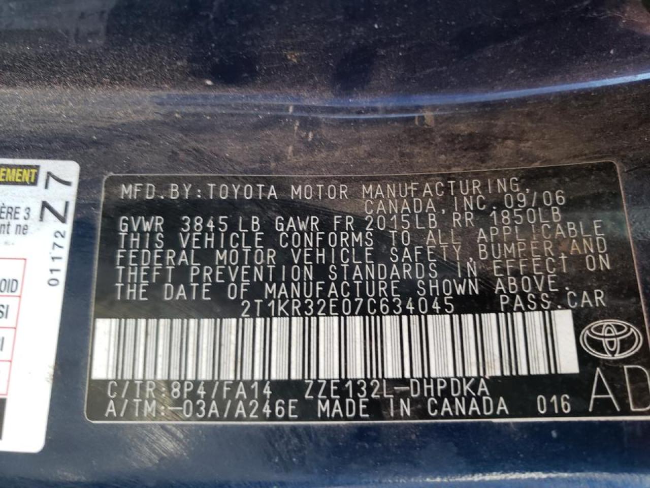 Photo 10 from auction – 2007 TOYOTA COROLLA MA with VIN 2T1KR32E07C634045