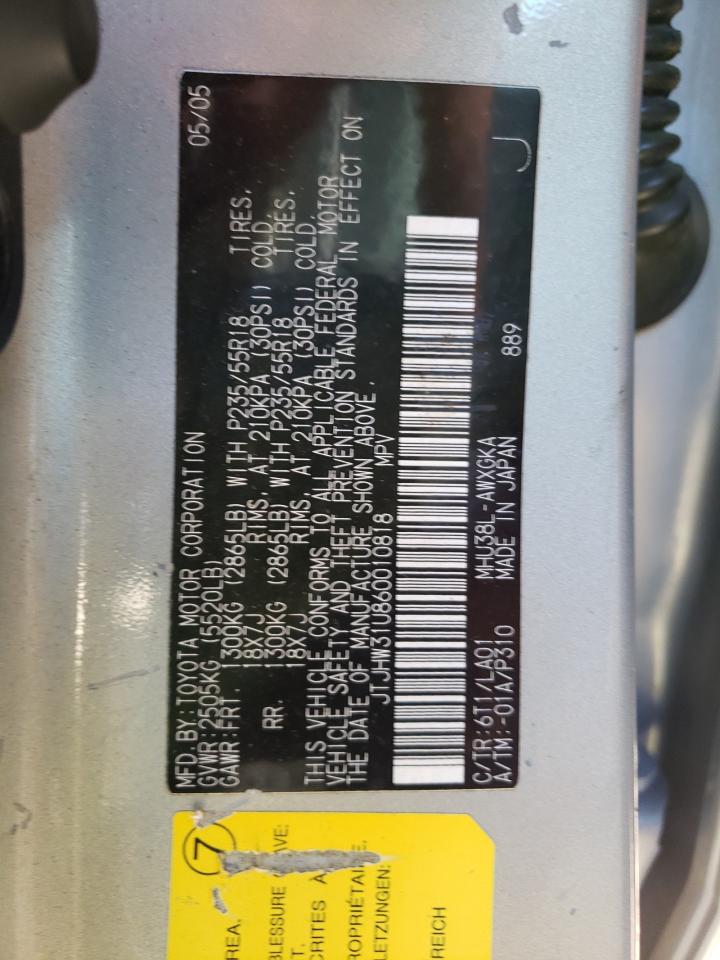 Photo 10 from auction – 2006 LEXUS RX 400 with VIN JTJHW31U860010818