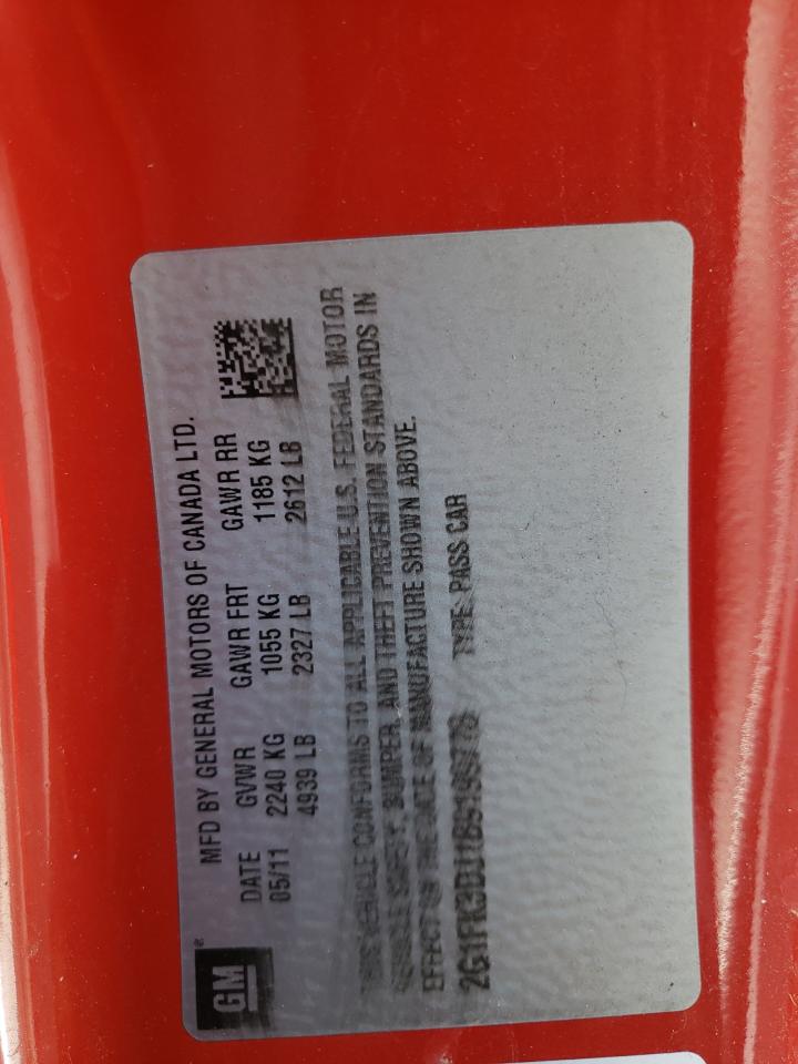 Photo 10 from auction – 2011 CHEVROLET CAMARO 2SS with VIN 2G1FK3DJ1B9199778