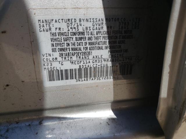 Photo 10 from auction – 2014 NISSAN SENTRA S with VIN 3N1AB7AP3EY285361