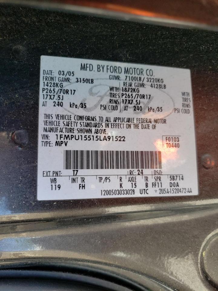 Photo 10 from auction – 2005 FORD EXPEDITION with VIN 1FMPU15515LA91522