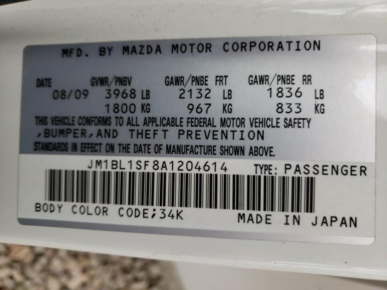 Photo 10 from auction – 2010 MAZDA 3 I with VIN JM1BL1SF8A1204614