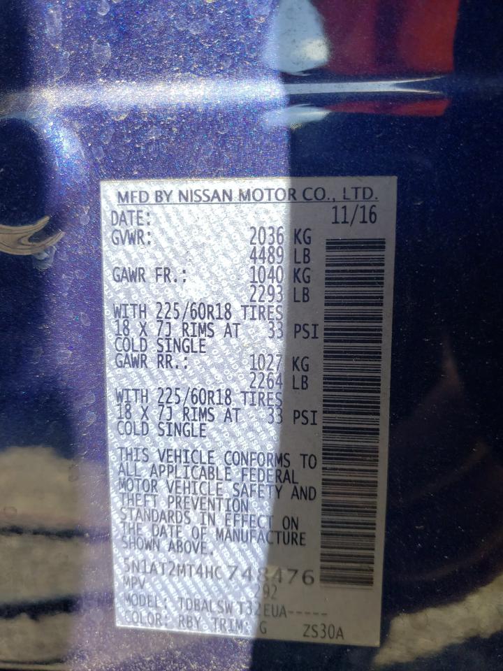 Photo 10 from auction – 2017 NISSAN ROGUE S with VIN 5N1AT2MT4HC748476