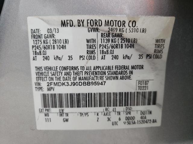 Photo 10 from auction – 2013 FORD EDGE SEL with VIN 2FMDK3J90DBB95947