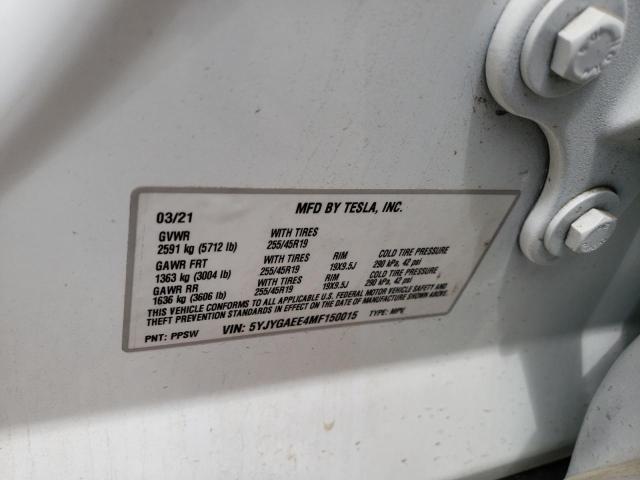 Photo 10 from auction – 2021 TESLA MODEL Y with VIN 5YJYGAEE4MF150015
