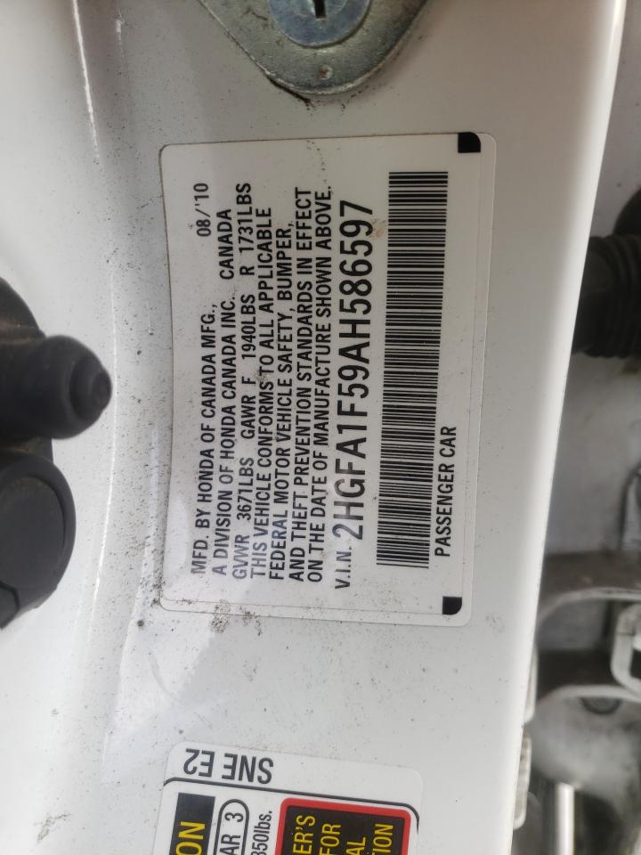 Photo 10 from auction – 2010 HONDA CIVIC LX with VIN 2HGFA1F59AH586597
