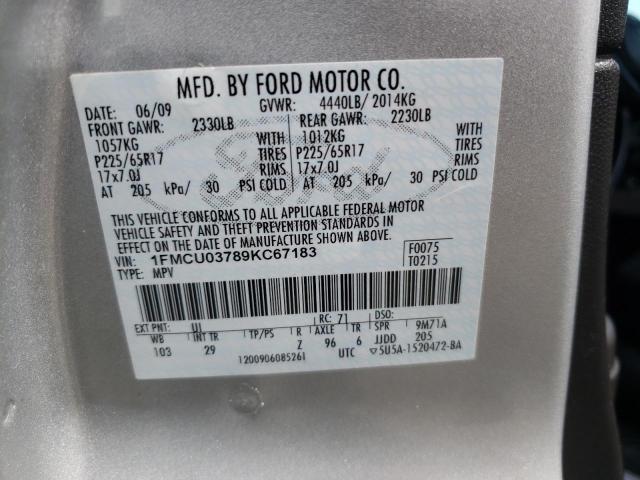 Photo 10 from auction – 2009 FORD ESCAPE XLT with VIN 1FMCU03789KC67183