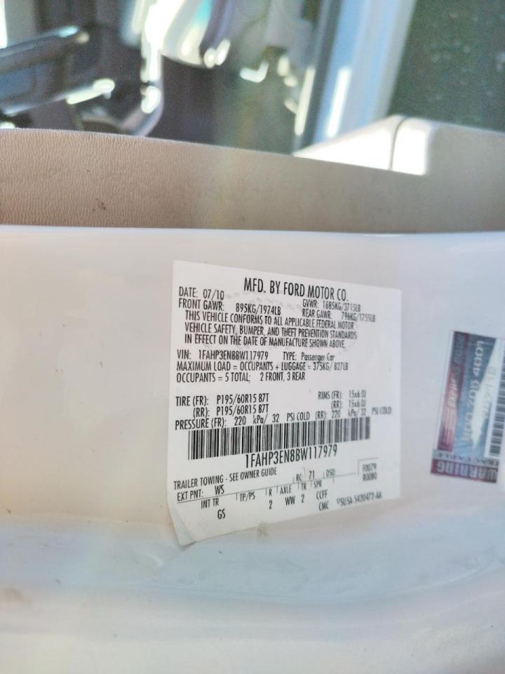 Photo 10 from auction – 2011 FORD FOCUS S with VIN 1FAHP3EN8BW117979
