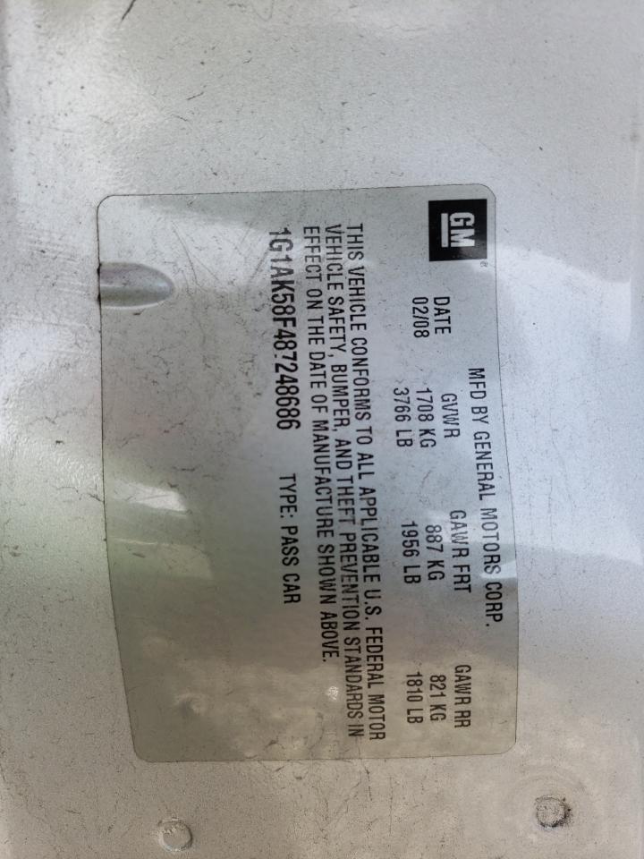 Photo 10 from auction – 2008 CHEVROLET COBALT LS with VIN 1G1AK58F487248686