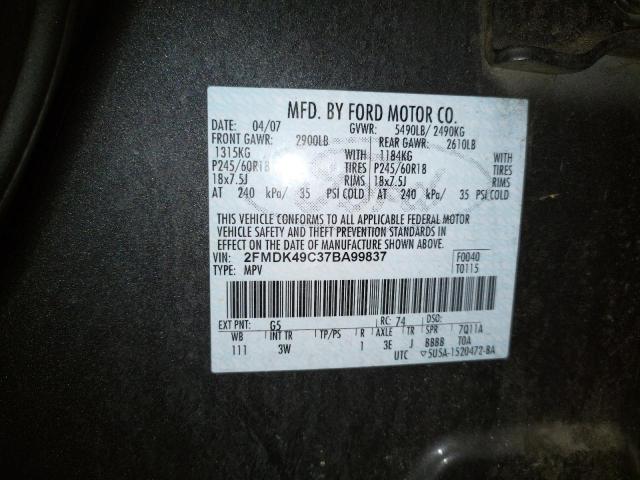 Photo 10 from auction – 2007 FORD EDGE SEL P with VIN 2FMDK49C37BA99837