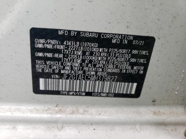 Photo 10 from auction – 2021 SUBARU CROSSTREK with VIN JF2GTAEC5MH379827