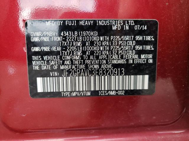 Photo 10 from auction – 2014 SUBARU XV CROSSTR with VIN JF2GPAVC3E8320913