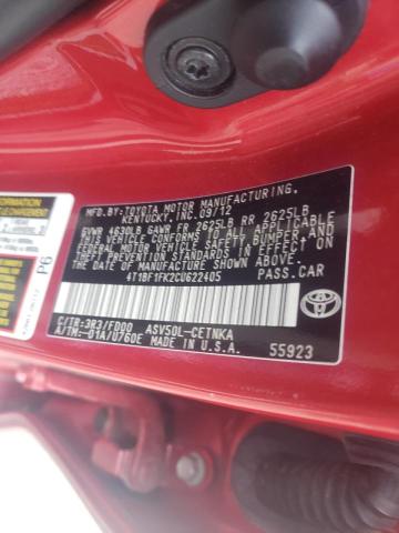 Photo 10 from auction – 2012 TOYOTA CAMRY BASE with VIN 4T1BF1FK2CU622405