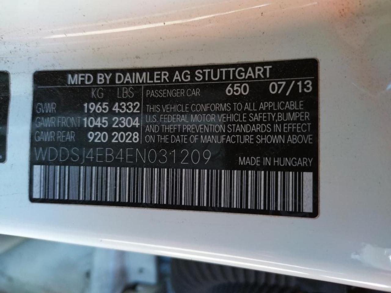 Photo 10 from auction – 2014 MERCEDES-BENZ CLA 250 with VIN WDDSJ4EB4EN031209