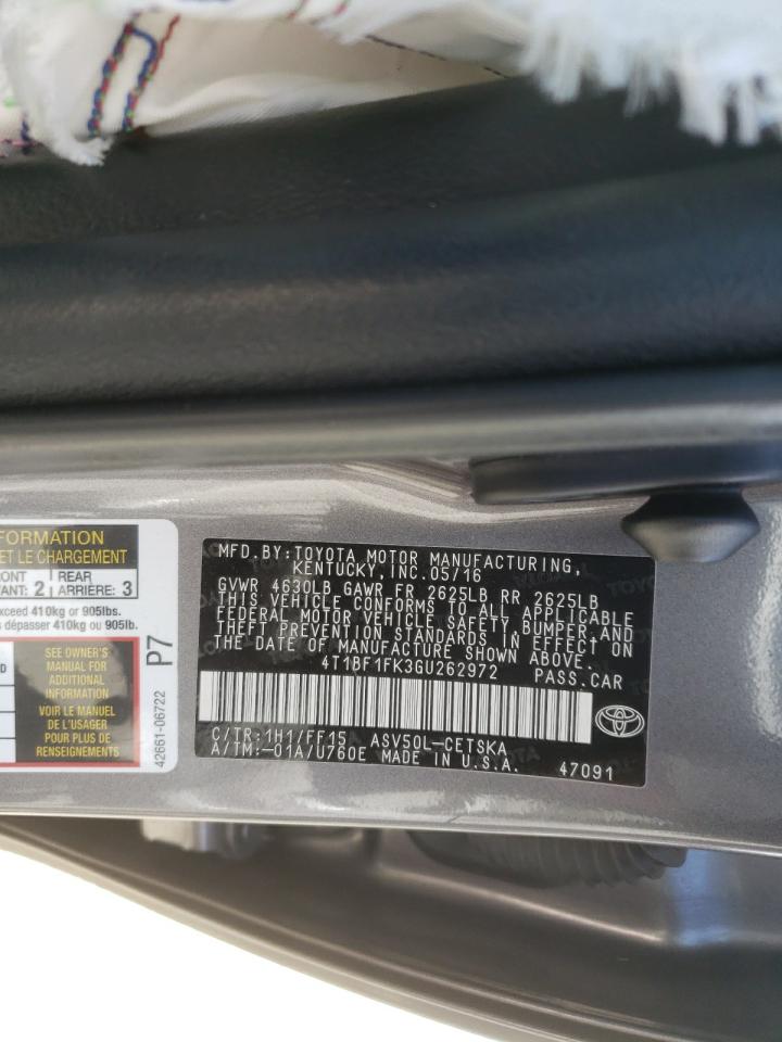 Photo 20 from auction – 2016 TOYOTA CAMRY LE with VIN 4T1BF1FK3GU262972