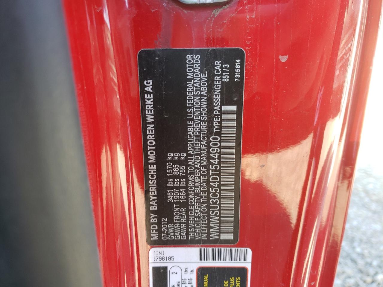 Photo 10 from auction – 2013 MINI COOPER with VIN WMWSU3C54DT544900