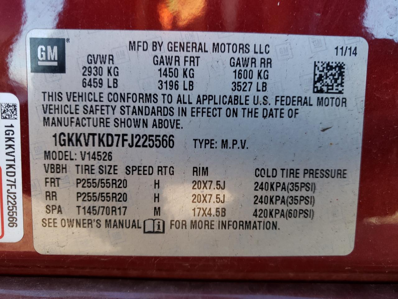 Photo 10 from auction – 2015 GMC ACADIA DEN with VIN 1GKKVTKD7FJ225566
