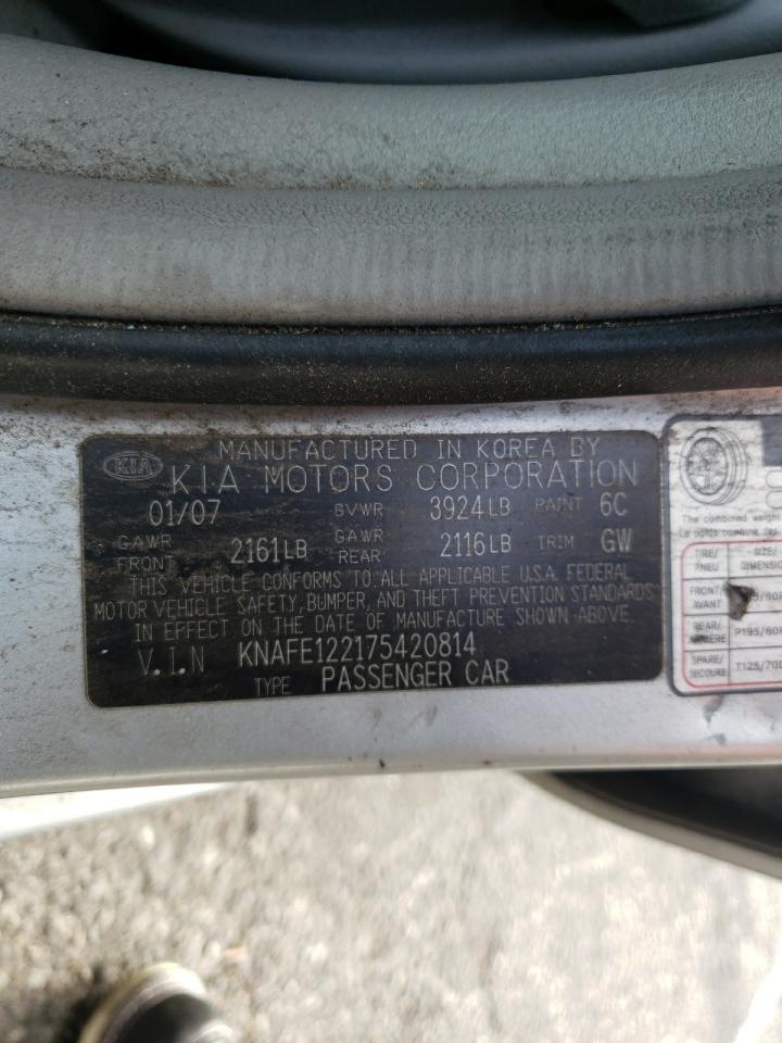 Photo 10 from auction – 2007 KIA SPECTRA EX with VIN KNAFE122175420814