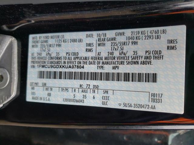 Photo 10 from auction – 2019 FORD ESCAPE SE with VIN 1FMCU9GDXKUA07804