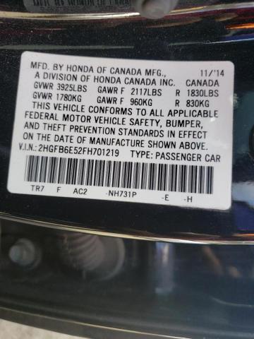 Photo 10 from auction – 2015 HONDA CIVIC SI with VIN 2HGFB6E52FH701219