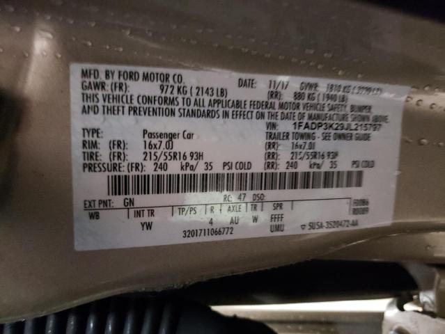 Photo 10 from auction – 2018 FORD FOCUS SE with VIN 1FADP3K29JL215797