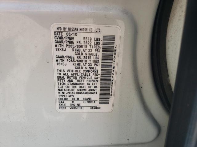 Photo 10 from auction – 2010 INFINITI FX35 with VIN JN8AS1MW5AM856461